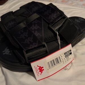 Kappa Black Slide Sandals with Logo